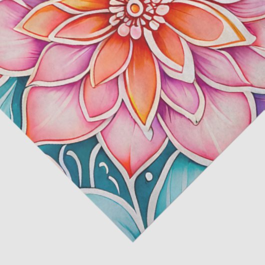 Kleurrijke Bloemen Batik Art Tissue Papier (Detail)