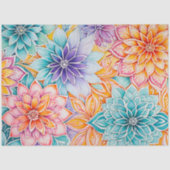 Kleurrijke Bloemen Batik Art Tissue Papier (Voorkant)