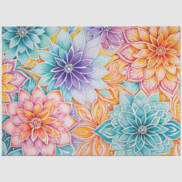 Kleurrijke Bloemen Batik Art Tissue Papier