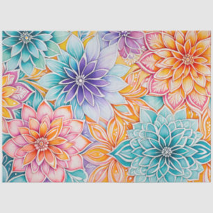 Kleurrijke Bloemen Batik Art Tissue Papier