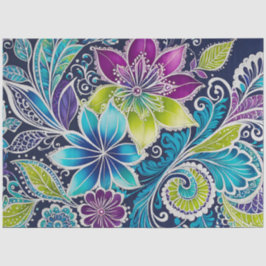 Kleurrijke Bloemen Batik Art Tissue Papier