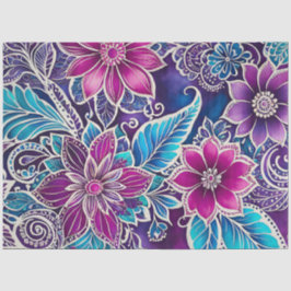 Kleurrijke Bloemen Batik Art Tissue Papier