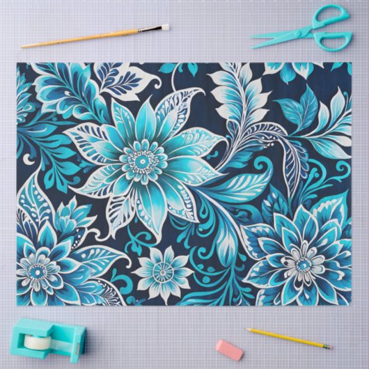 Kleurrijke Bloemen Batik Art Tissue Papier (Craft)