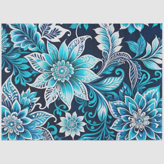 Kleurrijke Bloemen Batik Art Tissue Papier (Voorkant)