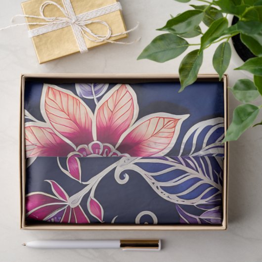 Kleurrijke Bloemen Batik Art Tissue Papier (Geschenk)
