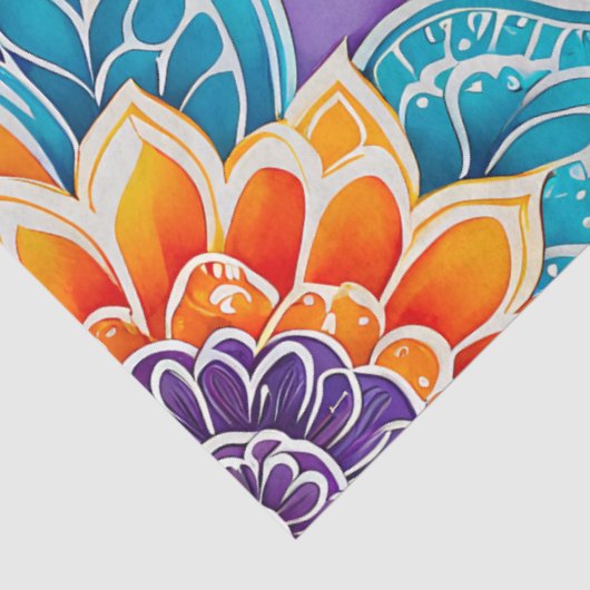 Kleurrijke Bloemen Batik Art Tissue Papier (Detail)