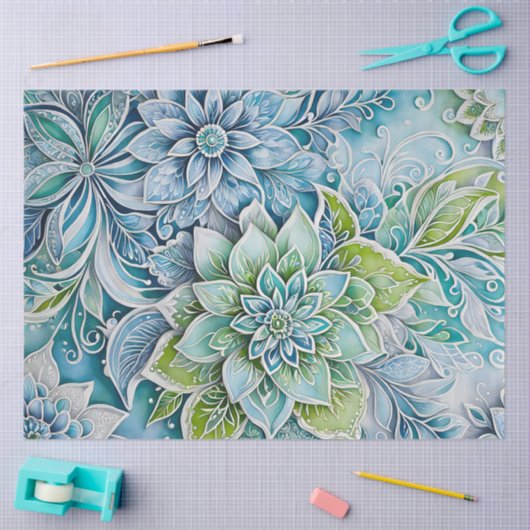 Kleurrijke Bloemen Batik Art Tissue Papier (Craft)