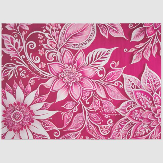 Kleurrijke Bloemen Batik Art Tissue Papier (Voorkant)