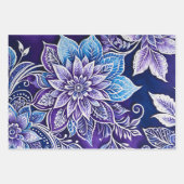 Kleurrijke Bloemen Batik Art Wrapping Paper Sheets (Voorkant 3)