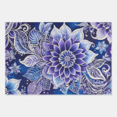 Kleurrijke Bloemen Batik Art Wrapping Paper Sheets (Voorkant 2)
