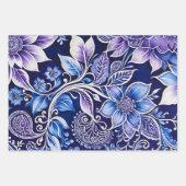 Kleurrijke Bloemen Batik Art Wrapping Paper Sheets (Voorkant)