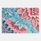 Kleurrijke Bloemen Batik Art Wrapping Paper Sheets (Voorkant 3)