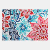 Kleurrijke Bloemen Batik Art Wrapping Paper Sheets (Voorkant 2)