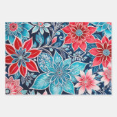 Kleurrijke Bloemen Batik Art Wrapping Paper Sheets (Voorkant)