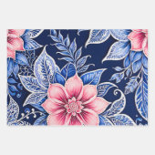 Kleurrijke Bloemen Batik Art Wrapping Paper Sheets (Voorkant 3)