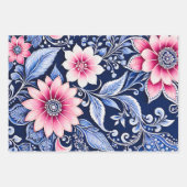Kleurrijke Bloemen Batik Art Wrapping Paper Sheets (Voorkant)