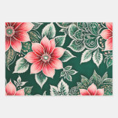 Kleurrijke Bloemen Batik Art Wrapping Paper Sheets (Voorkant 2)