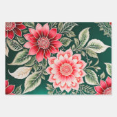 Kleurrijke Bloemen Batik Art Wrapping Paper Sheets (Voorkant)
