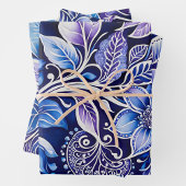 Kleurrijke Bloemen Batik Art Wrapping Paper Sheets