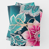 Kleurrijke Bloemen Batik Art Wrapping Paper Sheets