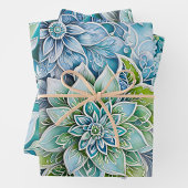 Kleurrijke Bloemen Batik Art Wrapping Paper Sheets