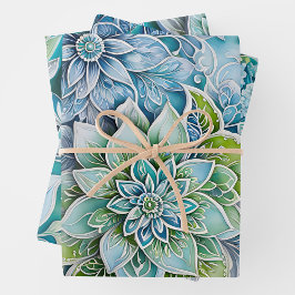 Kleurrijke Bloemen Batik Art Wrapping Paper Sheets