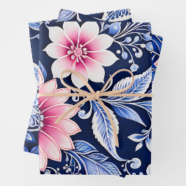 Kleurrijke Bloemen Batik Art Wrapping Paper Sheets