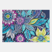 Kleurrijke Bloemen Batik Art Wrapping Paper Sheets (Voorkant 2)