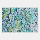 Kleurrijke Bloemen Batik Art Wrapping Paper Sheets (Voorkant 3)