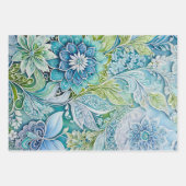 Kleurrijke Bloemen Batik Art Wrapping Paper Sheets (Voorkant 2)
