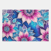 Kleurrijke Bloemen Batik Art Wrapping Paper Sheets (Voorkant 2)