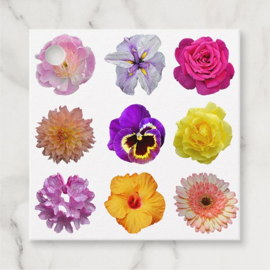 Kleurrijke bloemen bedankjes labels (Voorkant)