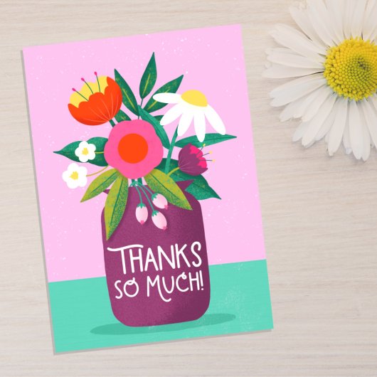 Kleurrijke Bloemen Bedankkaart