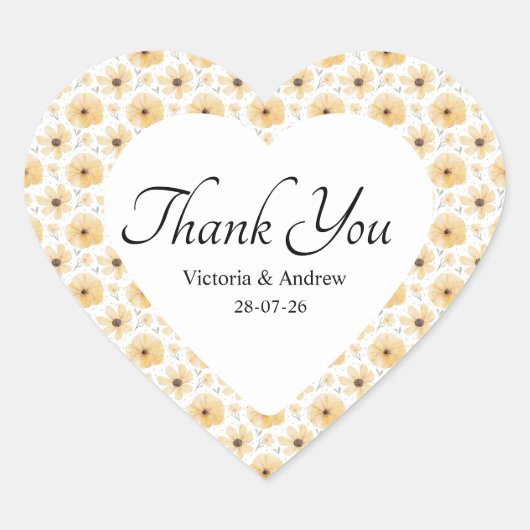 Kleurrijke bloemen bedankstickers hart sticker (Voorkant)