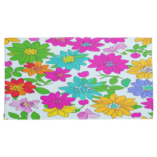 Kleurrijke Bloemen Beddengoed Set Kussensloop (Voorkant-Rechts)