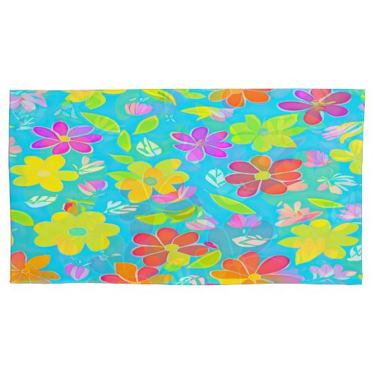 Kleurrijke Bloemen Beddengoed Set Kussensloop (Voorkant-Links)