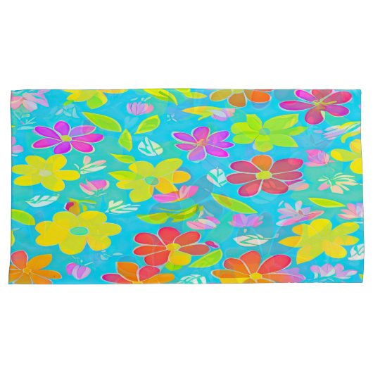 Kleurrijke Bloemen Beddengoed Set Kussensloop (Voorkant-Rechts)