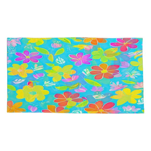 Kleurrijke Bloemen Beddengoed Set Kussensloop (Achterkant-Links)