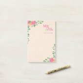 Kleurrijke bloemen Beige achtergrond Post-it® Notes (Op bureau)