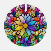 Kleurrijke bloemen bevlekt glas ornament (Achterkant)