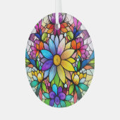 Kleurrijke bloemen bevlekt glas ornament (Voorkant links)