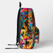 Kleurrijke bloemen, bijen en dierenprint bedrukte rugzak (Links)