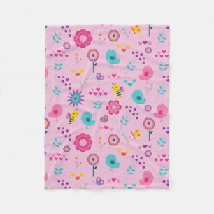 Kleurrijke bloemen Bijen Vogels Fleece Deken