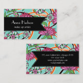 Kleurrijke bloemen, bladeren, bloemenborst, bloeme visitekaartje (Voorkant / Achterkant)