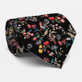 Kleurrijke Bloemen & Bladeren Patroon Wedding Stropdas (Opgerold)