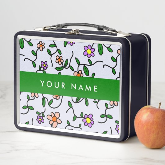 Kleurrijke bloemen, blauwe achtergrond, groen (In situ)