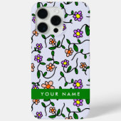 Kleurrijke bloemen, blauwe achtergrond, groen Case-Mate iPhone case (Achterkant)