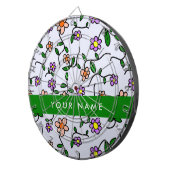 Kleurrijke bloemen, blauwe achtergrond, groen dartbord (Voorkant Rechts)