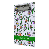 Kleurrijke bloemen, blauwe achtergrond, groen mini klembord (Angled2)