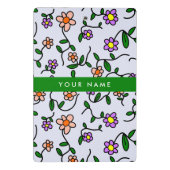 Kleurrijke bloemen, blauwe achtergrond, groen mini klembord (Achterkant)